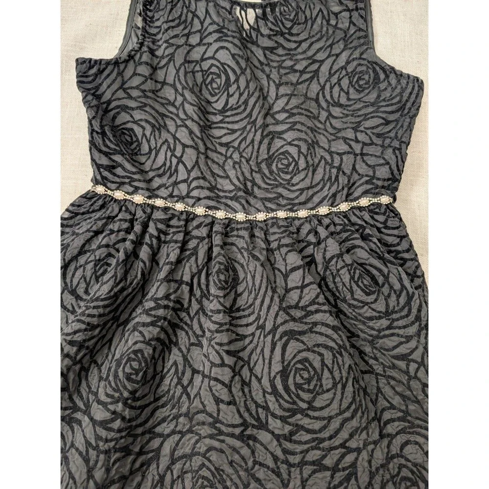 Rare Editions Girls Dress Floral Size 16 Floral Jeweled Black